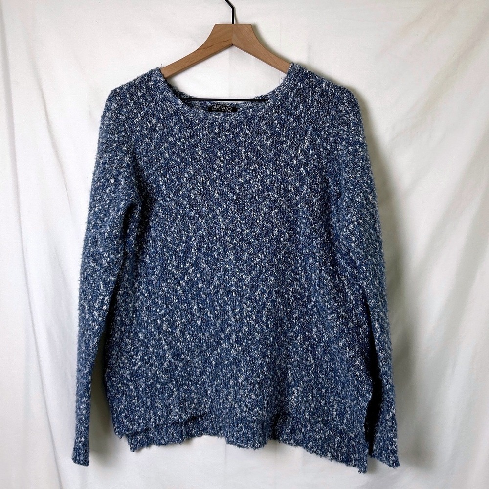 Buffalo David Bitton Womens Wool Blend Sweater Blue Size S Marled Knit Cozy